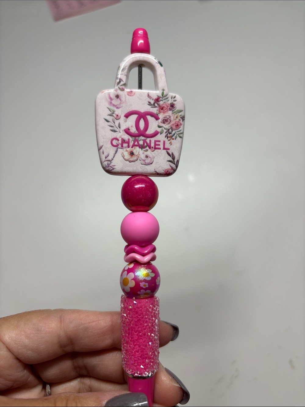 Pink Floral Logo Bead PEN
